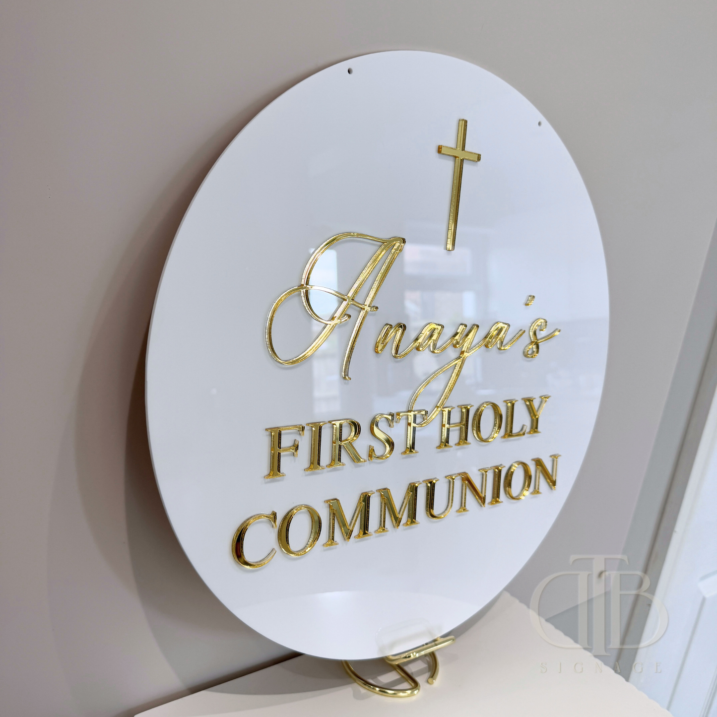 Personalised First Holy Communion Acrylic Signage | Acrylic Disc | Double Layer Acrylic