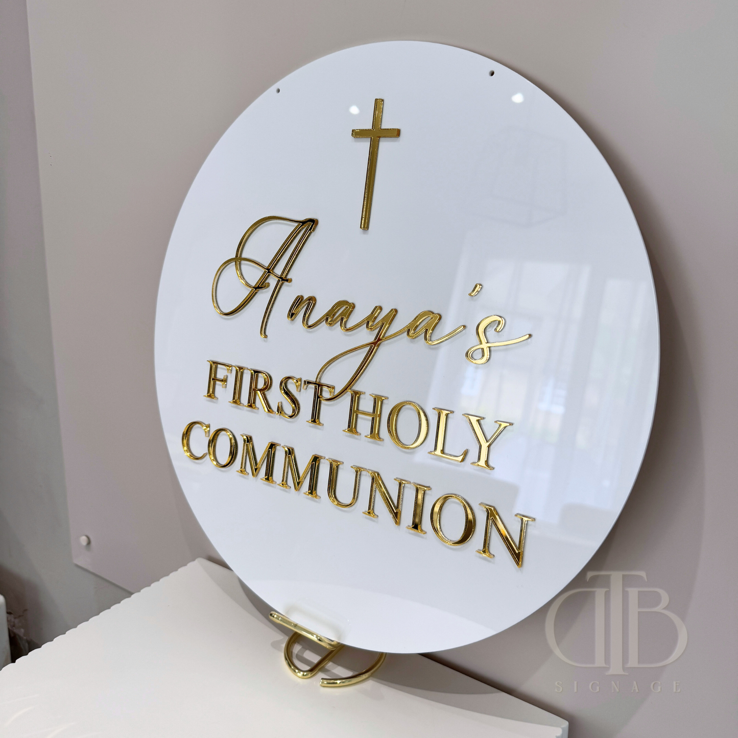 Personalised First Holy Communion Acrylic Signage | Acrylic Disc | Double Layer Acrylic