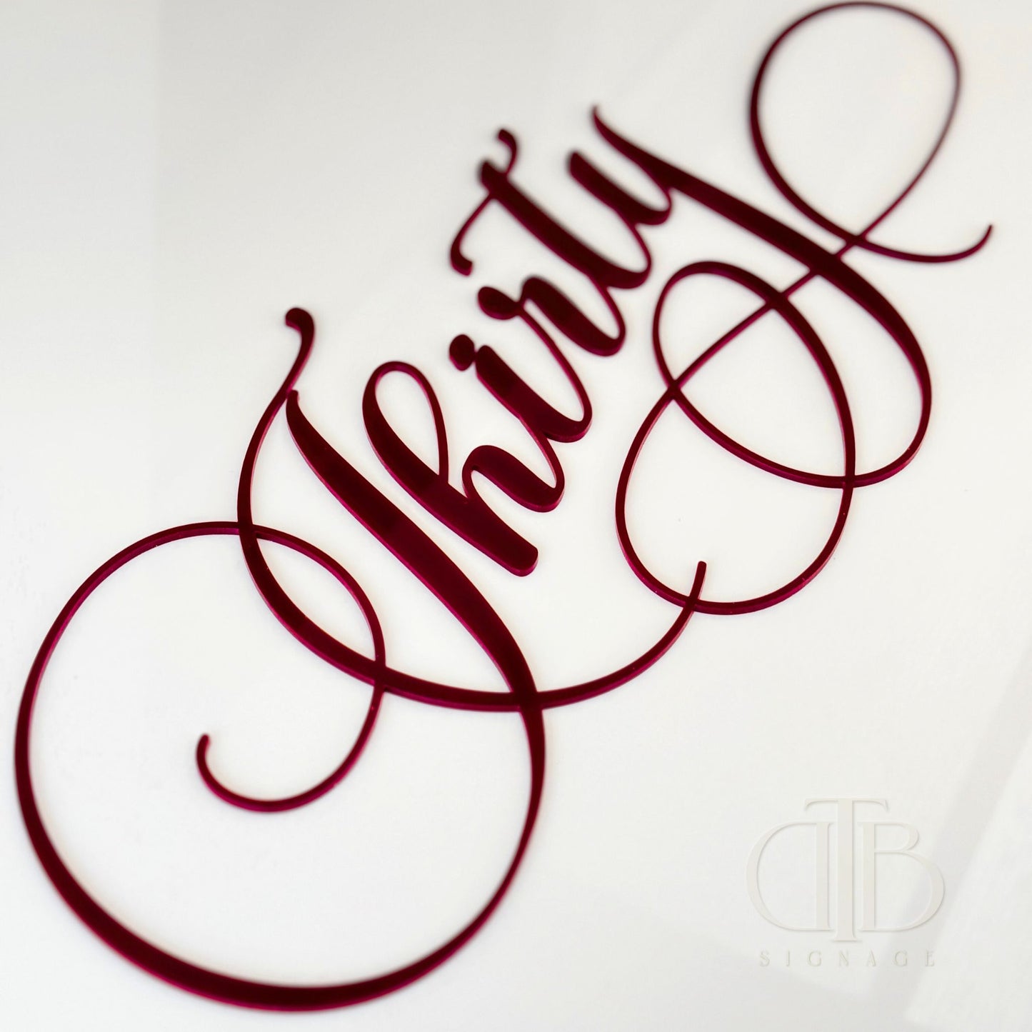 Personalised Birthday Acrylic Signage | Calligraphic Birthday Milestone | Single Layer Acrylic