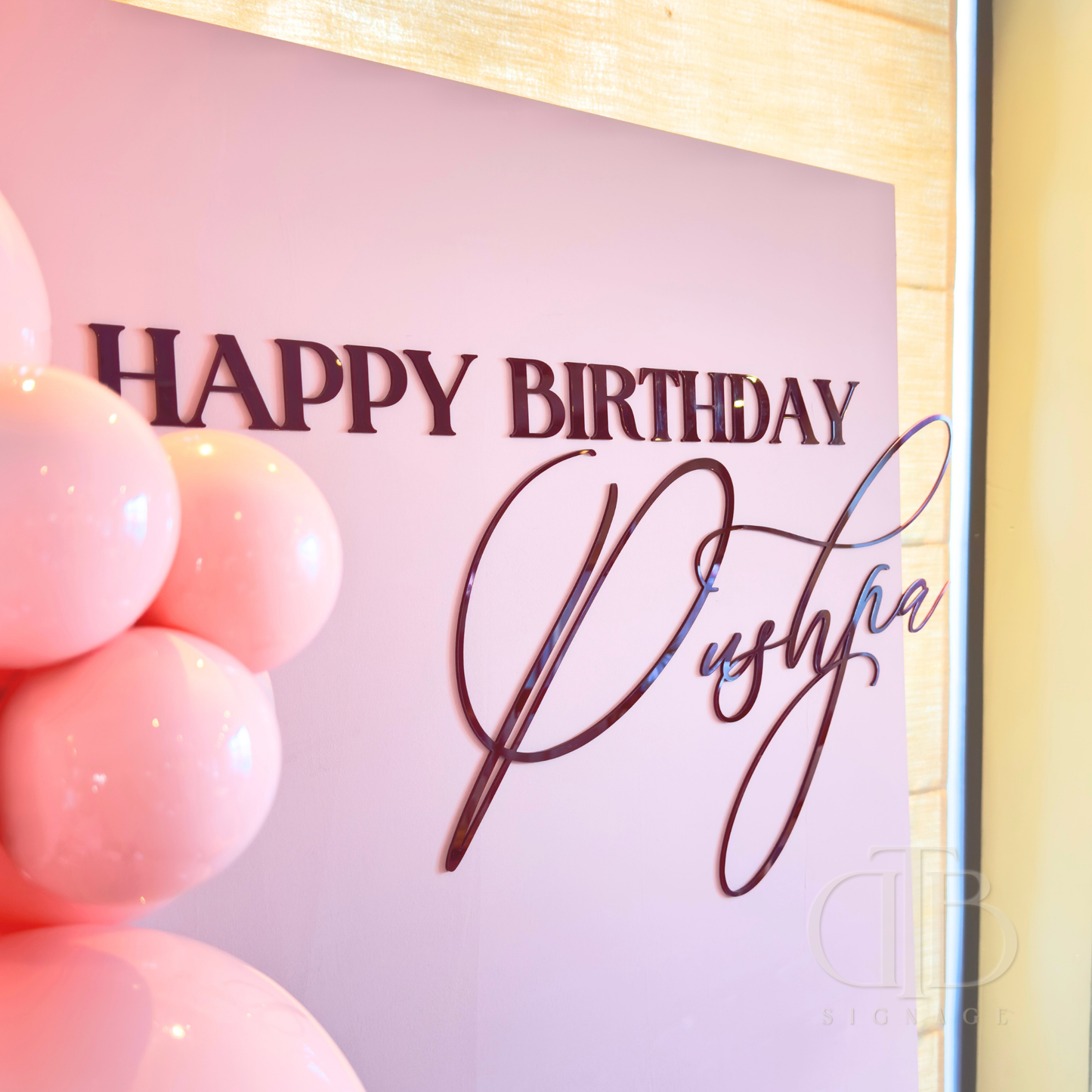 Cursive Birthday Signage | Happy Birthday Acrylic Signage | Single Layer Acrylic