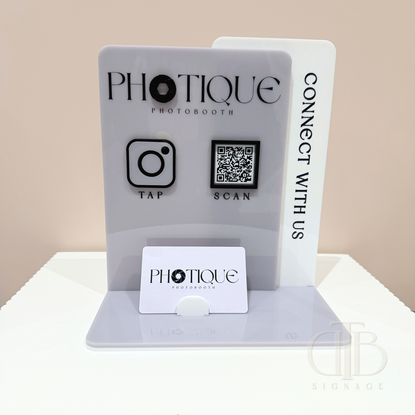 Luxe Social Media Board Sign with NFC and QR Code | Personalised Logo