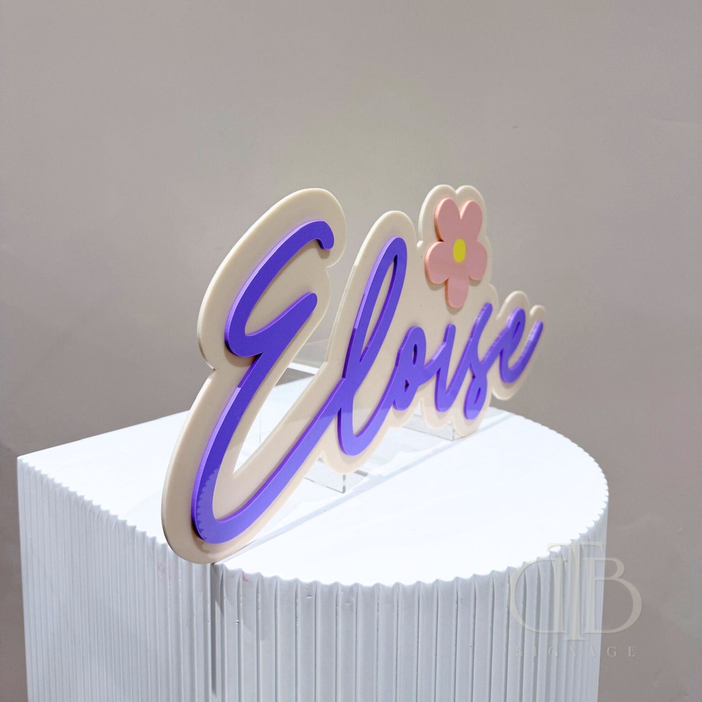 Customised Nursery Acrylic Signage with Flower Accent | Double Layer Acrylic