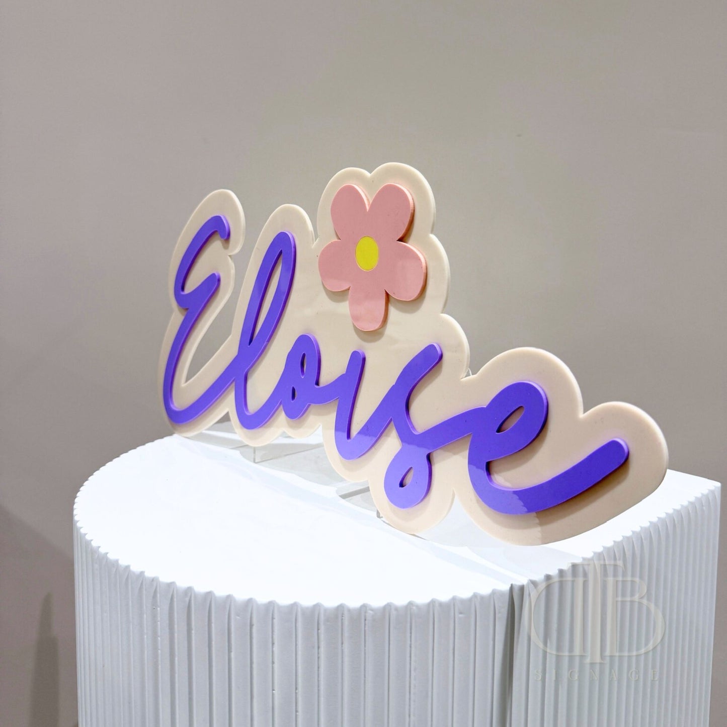 Customised Nursery Acrylic Signage with Flower Accent | Double Layer Acrylic