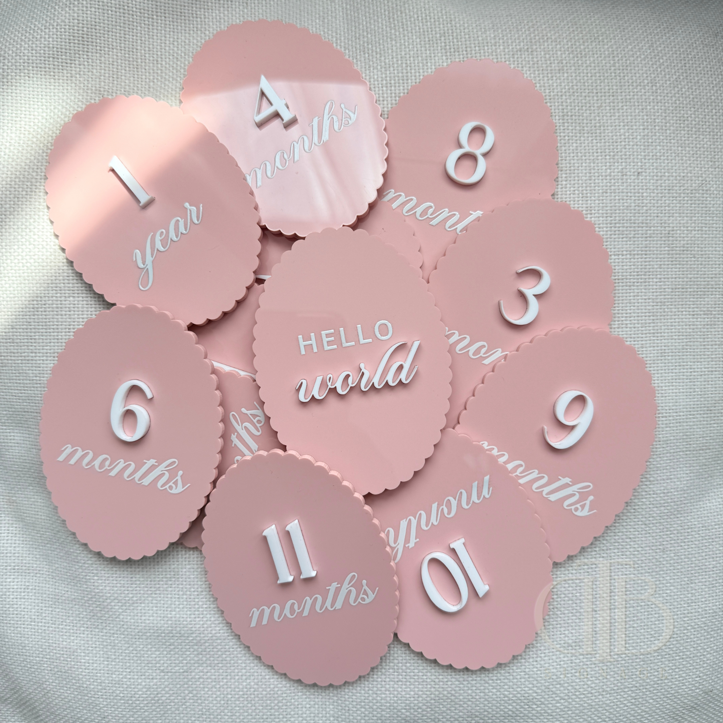 Acrylic Monthly Milestone Disc | Birthday Milestone Acrylic Sign | Full Set Monthly Milestone Signs | Baby Photo Props | Birth Announcement Signage