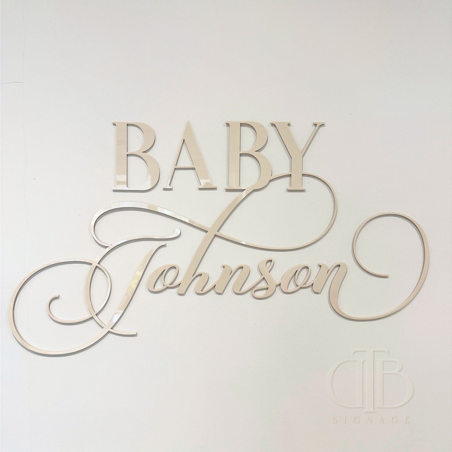Calligraphic Baby Surname | Signage for Baby Shower | Single Layered Acrylic