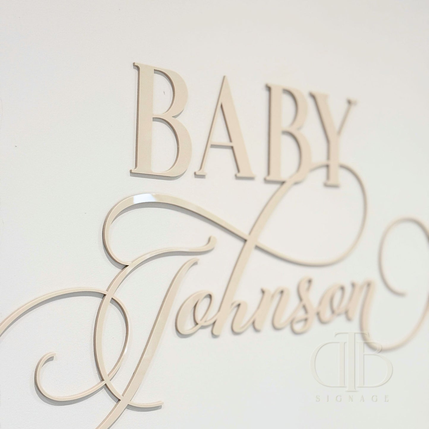 Calligraphic Baby Surname | Signage for Baby Shower | Single Layered Acrylic