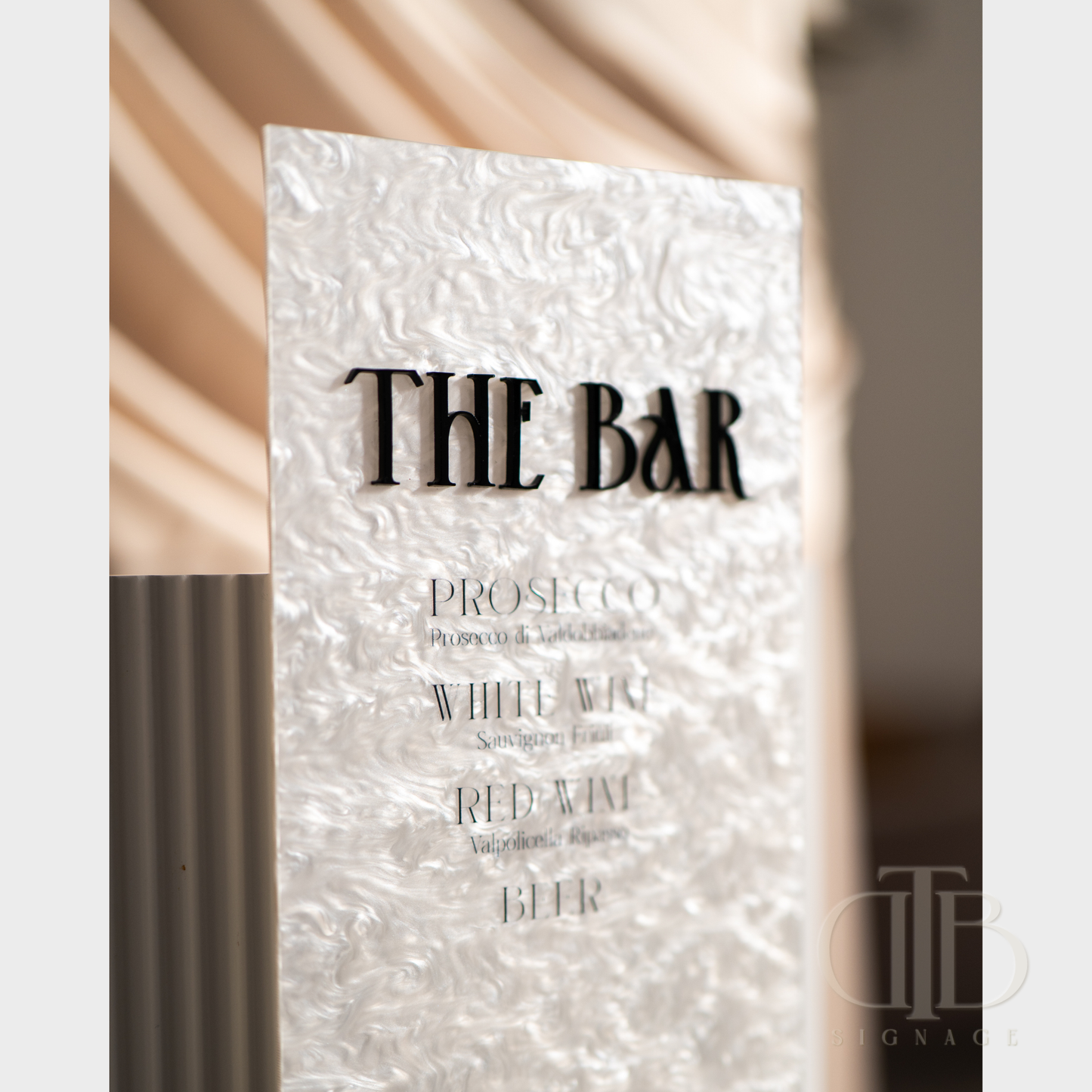 Minimalistic Acrylic Wedding Bar Menu Signage