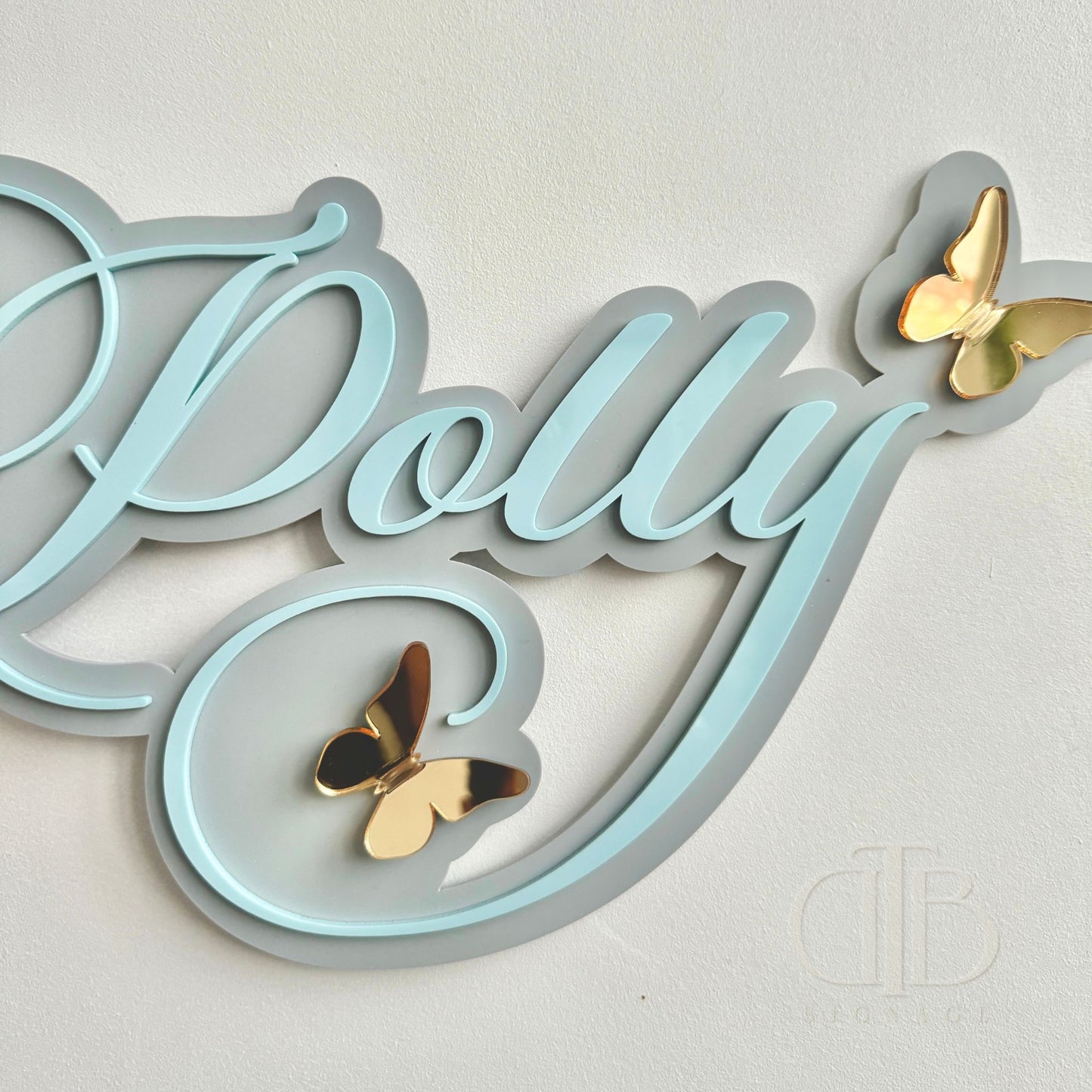 Personalised Nursery Acrylic Signage with 3D Butterfly Accent | Double Layer Acrylic