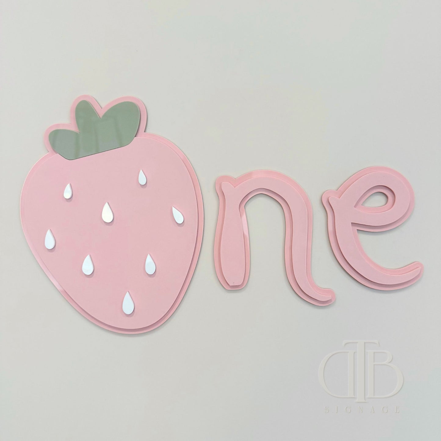 Baby Pink Strawberry ONE Acrylic Signage | Birthday Signage | Berry First Birthday Theme | Double Layer Acrylic