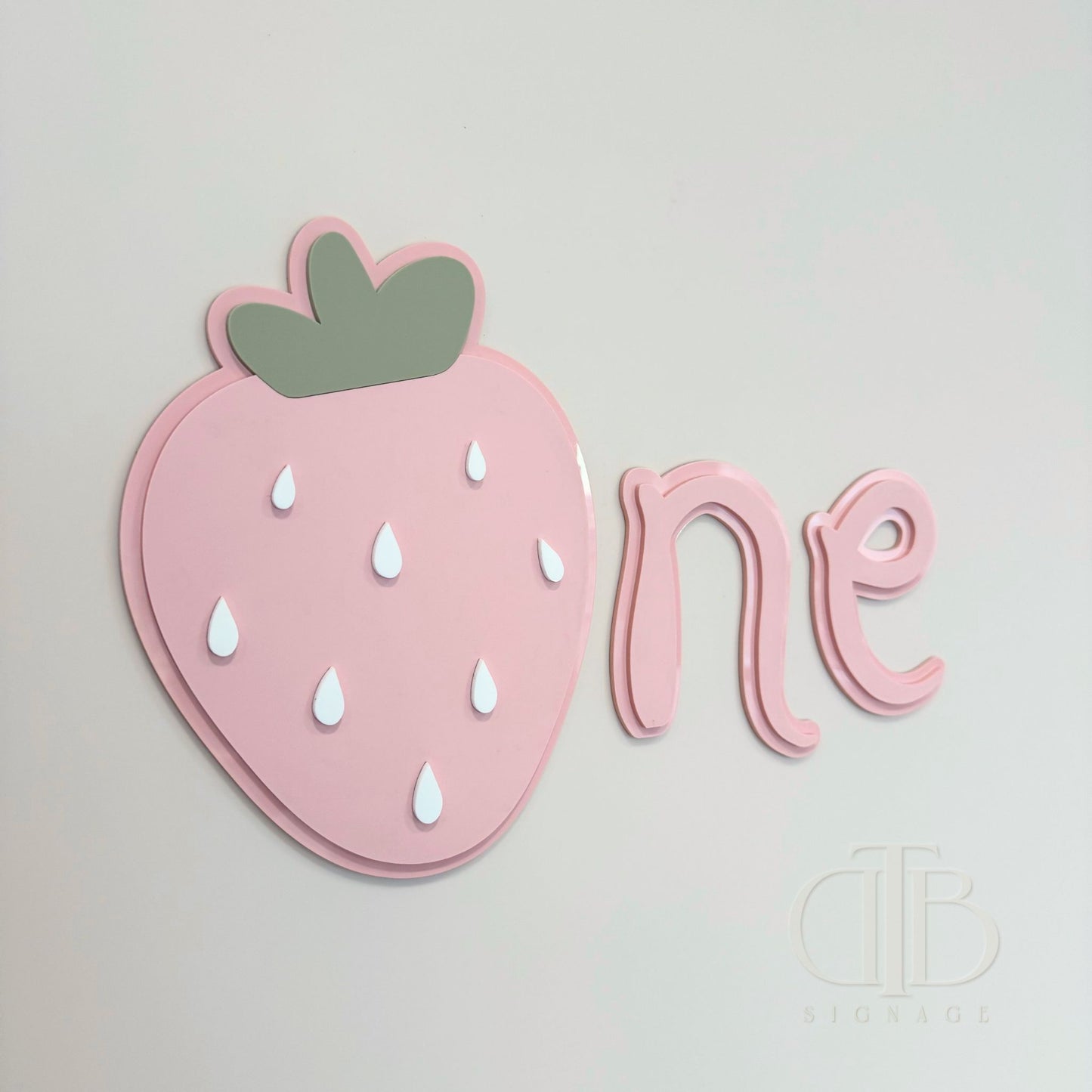 Baby Pink Strawberry ONE Acrylic Signage | Birthday Signage | Berry First Birthday Theme | Double Layer Acrylic