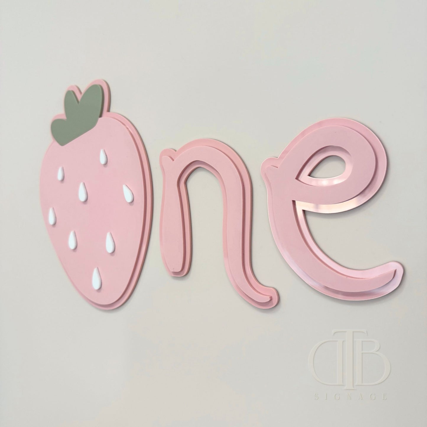 Baby Pink Strawberry ONE Acrylic Signage | Birthday Signage | Berry First Birthday Theme | Double Layer Acrylic