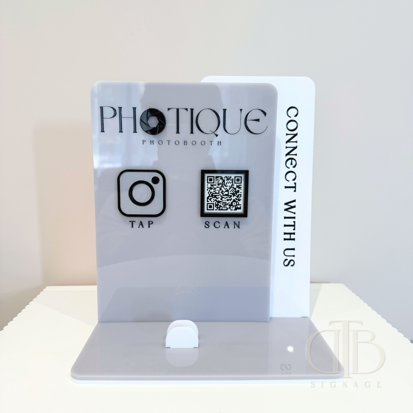 Luxe Social Media Board Sign with NFC and QR Code | Personalised Logo
