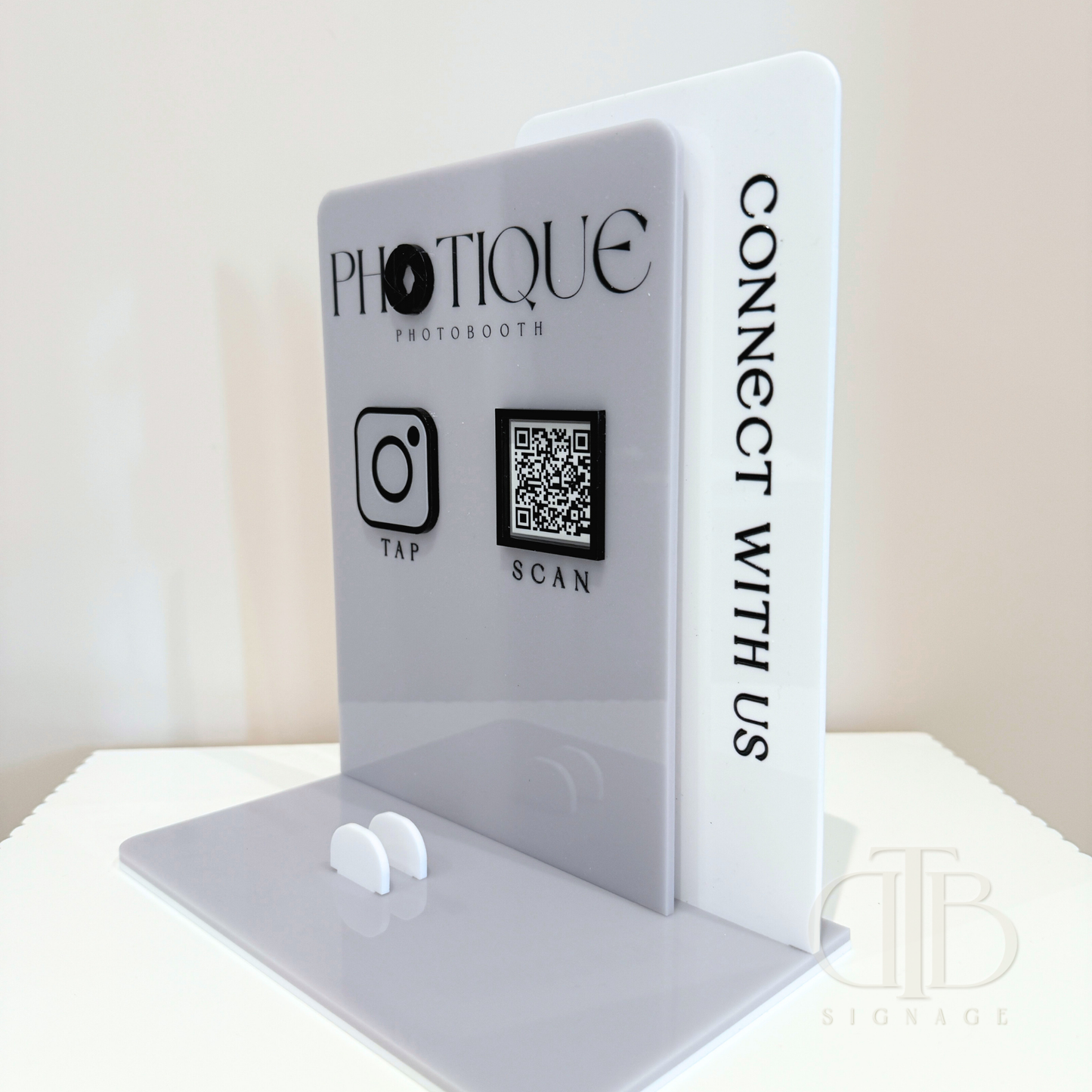 Luxe Social Media Board Sign with NFC and QR Code | Personalised Logo