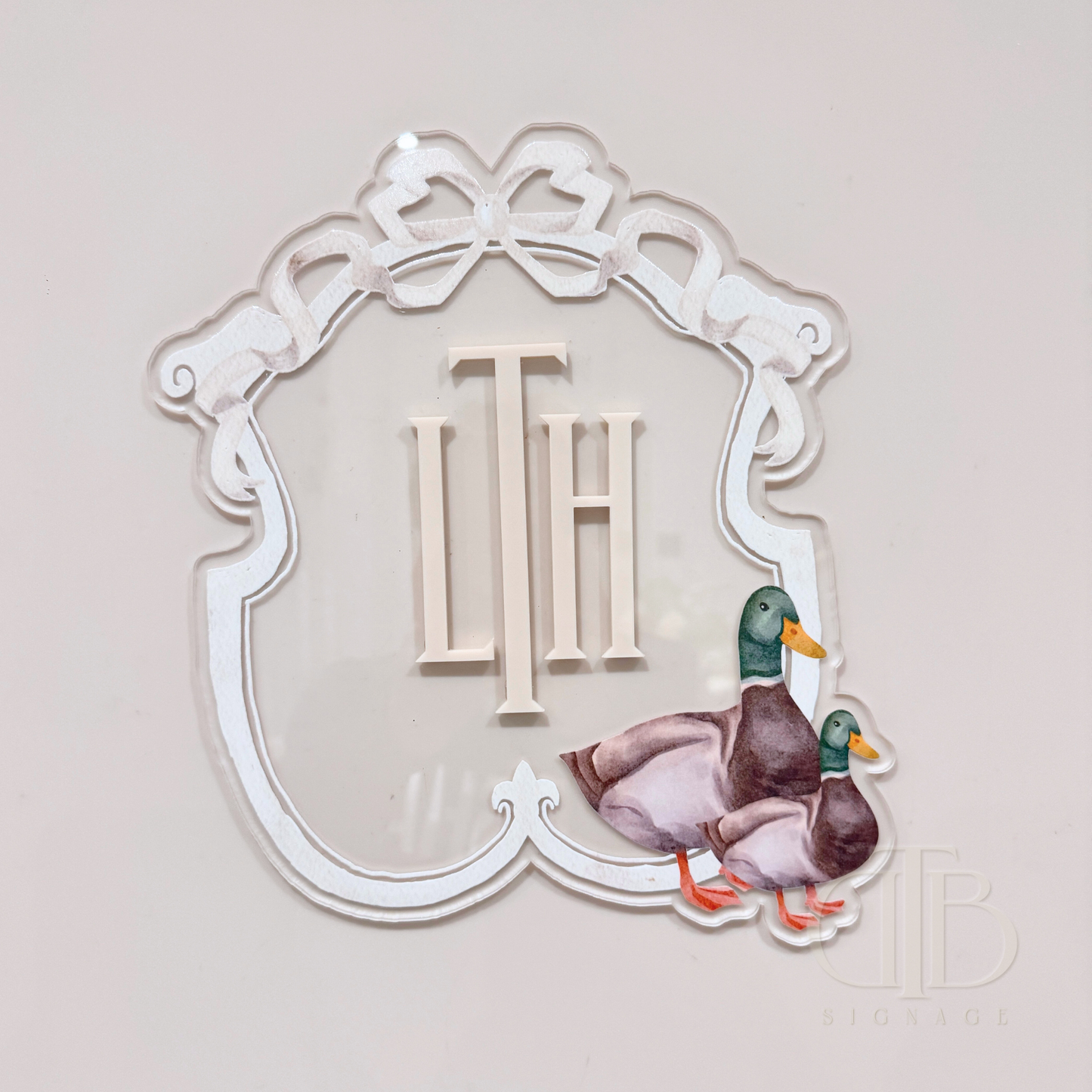 Luxury Crest Wall Sign with Duck Accent | Acrylic Signages | Beige Theme