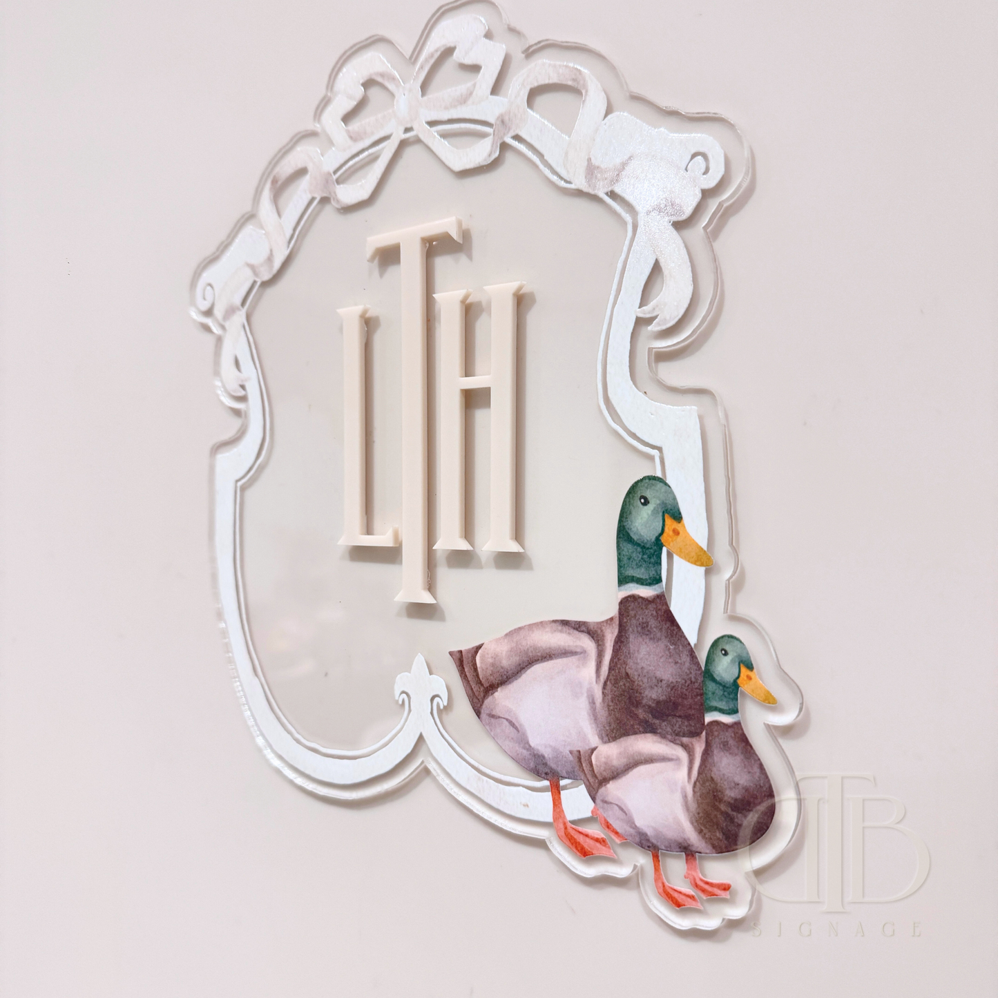 Luxury Crest Wall Sign with Duck Accent | Acrylic Signages | Beige Theme