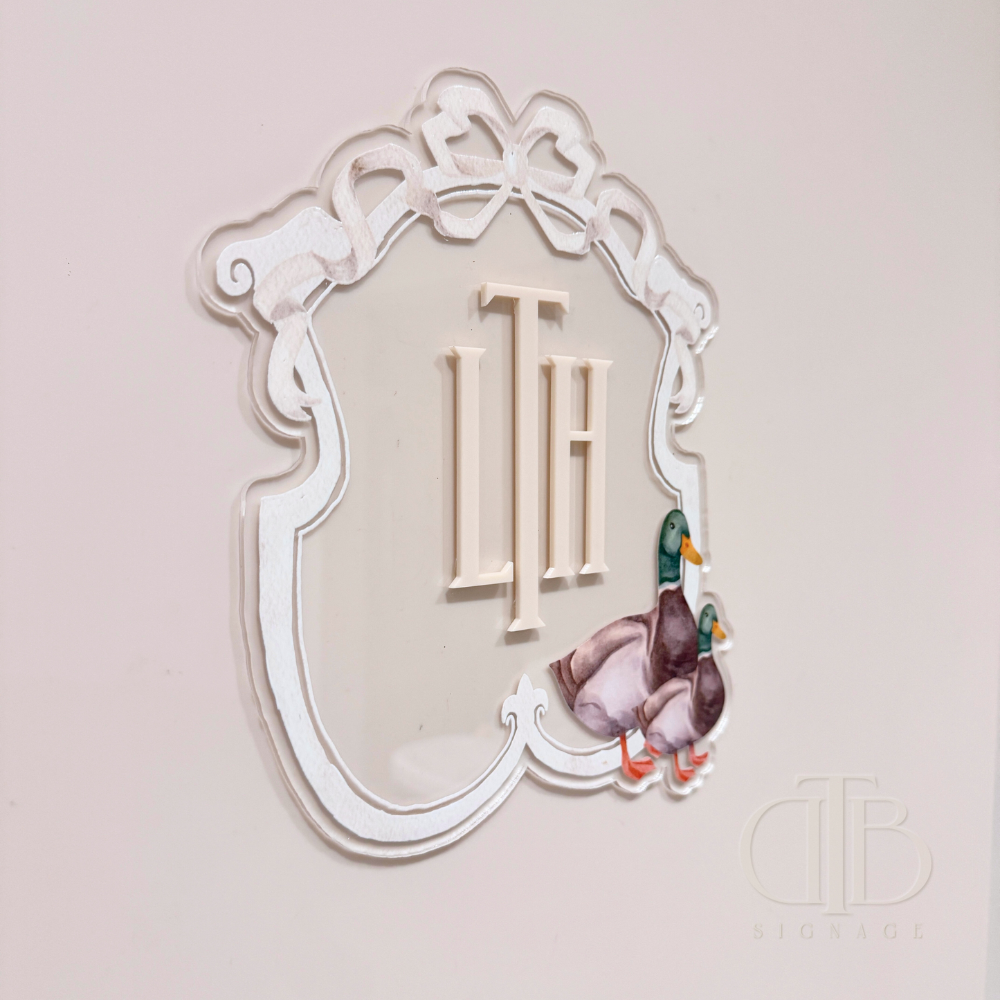 Luxury Crest Wall Sign with Duck Accent | Acrylic Signages | Beige Theme