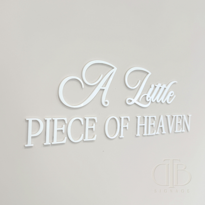 A Little Piece of Heaven | Baby Shower Signage | Single Layer Acrylic