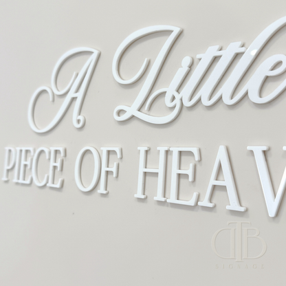 A Little Piece of Heaven | Baby Shower Signage | Single Layer Acrylic