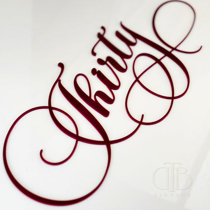 Personalised Birthday Acrylic Signage | Calligraphic Birthday Milestone | Single Layer Acrylic