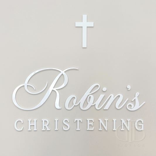 Personalised Christening Signage |  Single Layer Acrylic