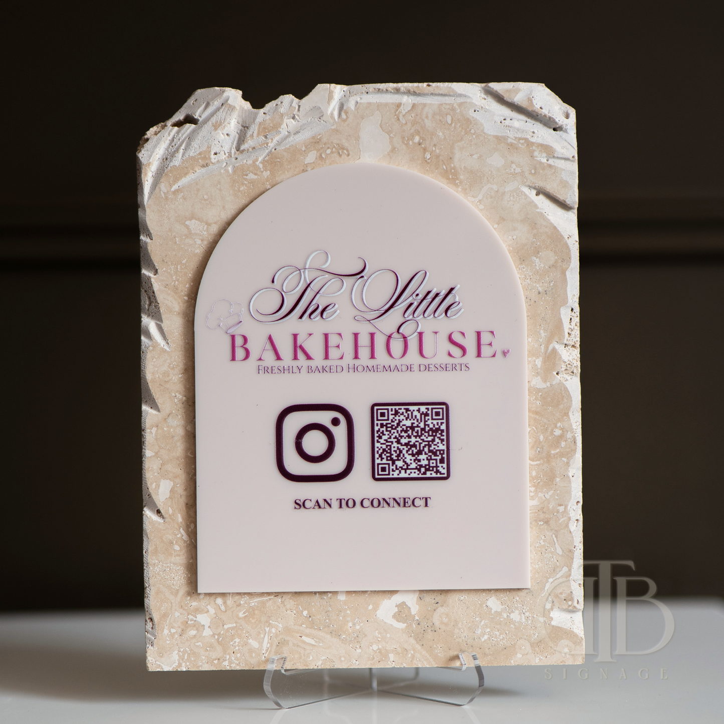 Social Media Sign on Stone and Acrylic