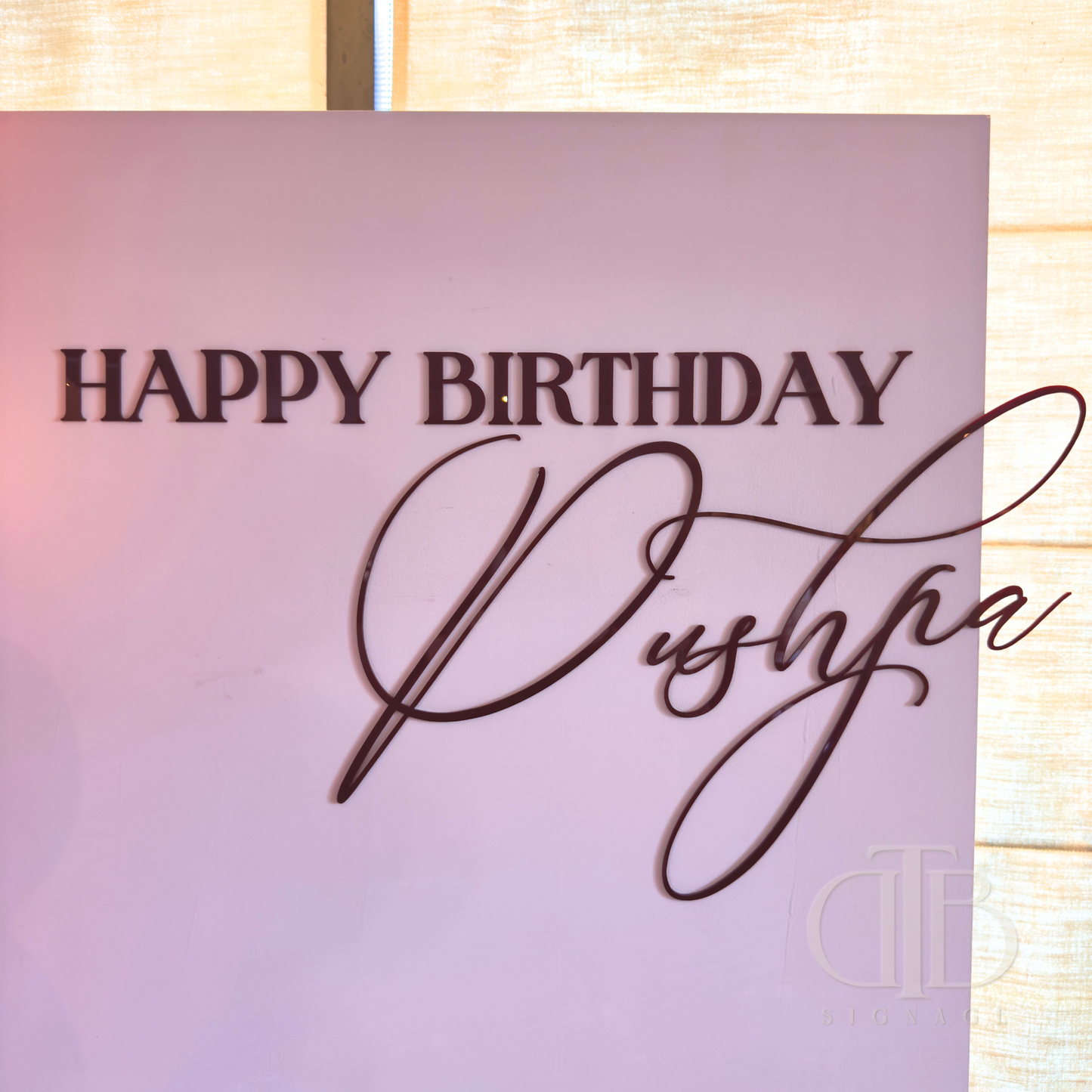 Cursive Birthday Signage | Happy Birthday Acrylic Signage | Single Layer Acrylic