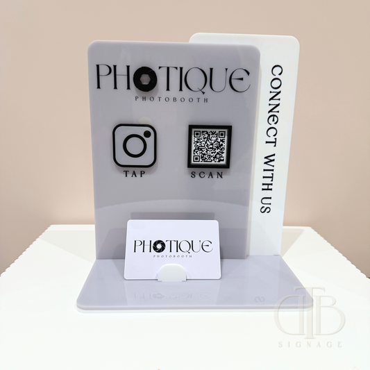 Luxe Social Media Board Sign with NFC and QR Code | Personalised Logo