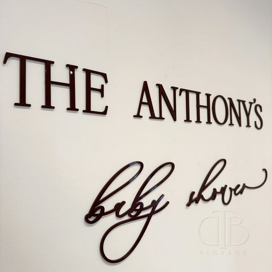 Personalised Baby Shower Acrylic Signage | The Surname Baby Shower | Single Layer Acrylic