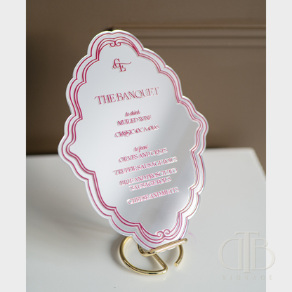 Ornate Luxury Acrylic Wedding Bar Menu Signage