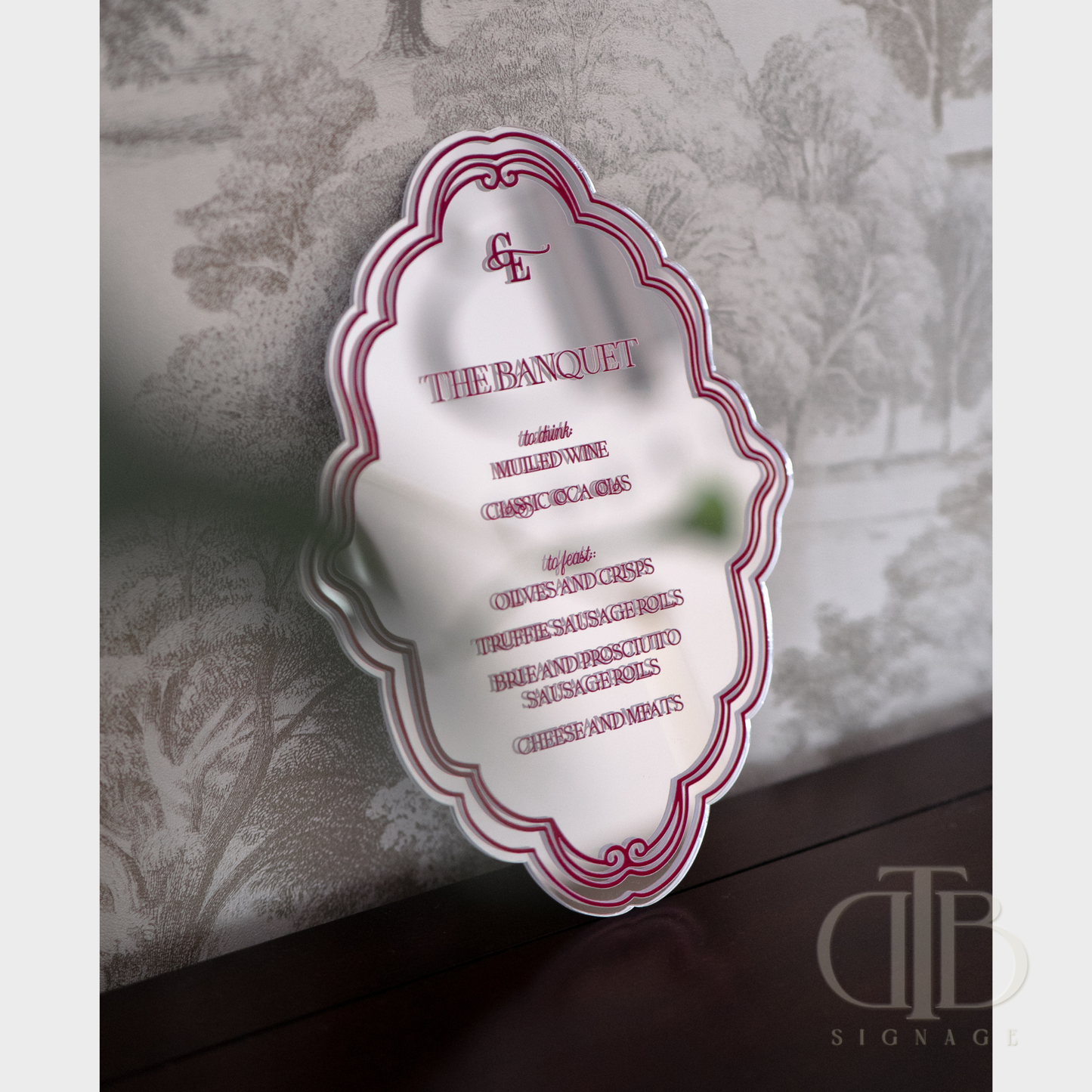 Ornate Luxury Acrylic Wedding Bar Menu Signage