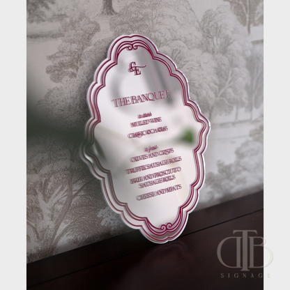 Ornate Luxury Acrylic Wedding Bar Menu Signage