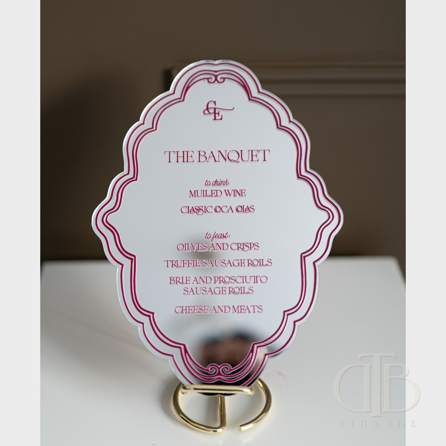 Ornate Luxury Acrylic Wedding Bar Menu Signage