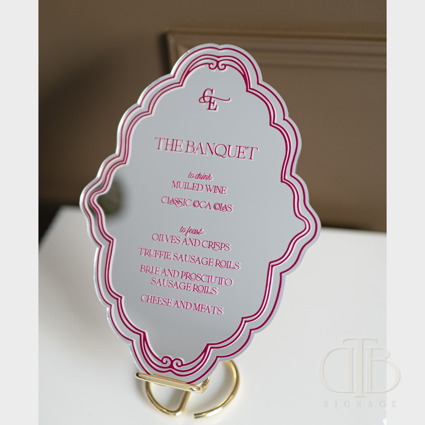 Ornate Luxury Acrylic Wedding Bar Menu Signage