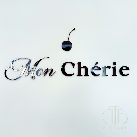 Mon Cherie Signage with Cherry | Baby Shower Signage | Single Layer Acrylic