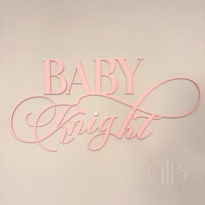 Calligraphic Baby Surname | Signage for Baby Shower | Single Layered Acrylic