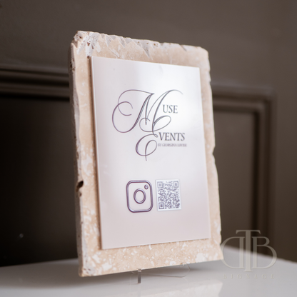 Social Media Sign on Stone and Acrylic