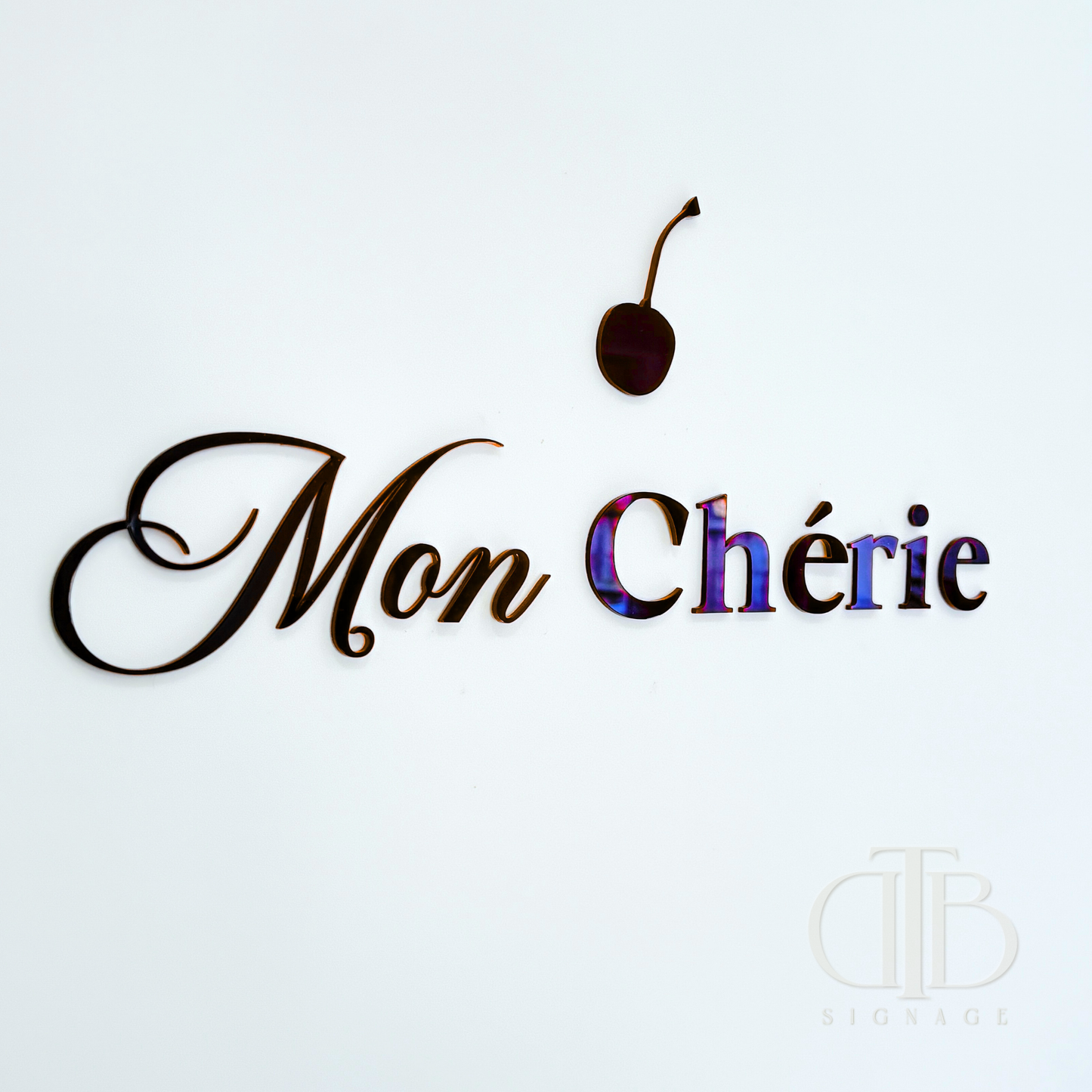Mon Cherie Signage with Cherry | Baby Shower Signage | Single Layer Acrylic