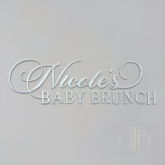 Baby Shower Signage | Name Baby Brunch | Limited Pearl Acrylic Edition | Single Layer Acylic