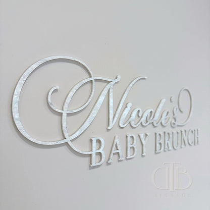 Baby Shower Signage | Name Baby Brunch | Limited Pearl Acrylic Edition | Single Layer Acylic