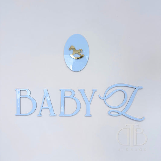 Customised Baby X with Rocking Chair Plaque | Birthday Signage | Nursery Signage | Single Layer Acrylic