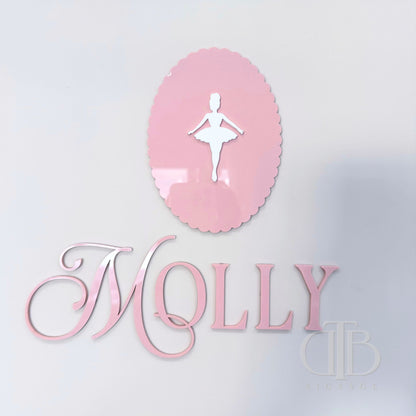 Custom Acrylic Name Signage with Ballet Dance Plaque | Birthday Signage | Nursery Signage | Single Layer Acrylic