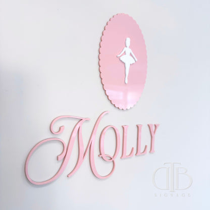 Custom Acrylic Name Signage with Ballet Dance Plaque | Birthday Signage | Nursery Signage | Single Layer Acrylic