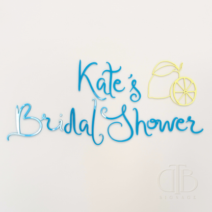 Personalised Bridal Shower Signage |  Lemon Accent | Single Layer Acrylic