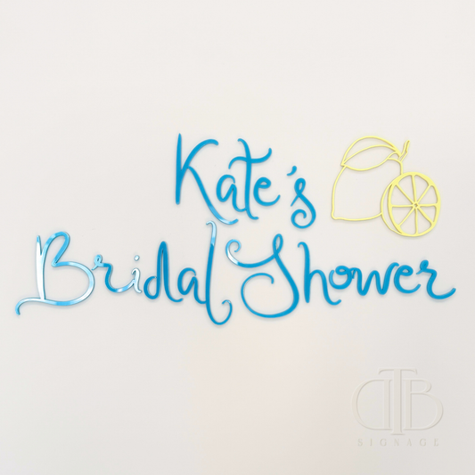 Personalised Bridal Shower Signage |  Lemon Accent | Single Layer Acrylic