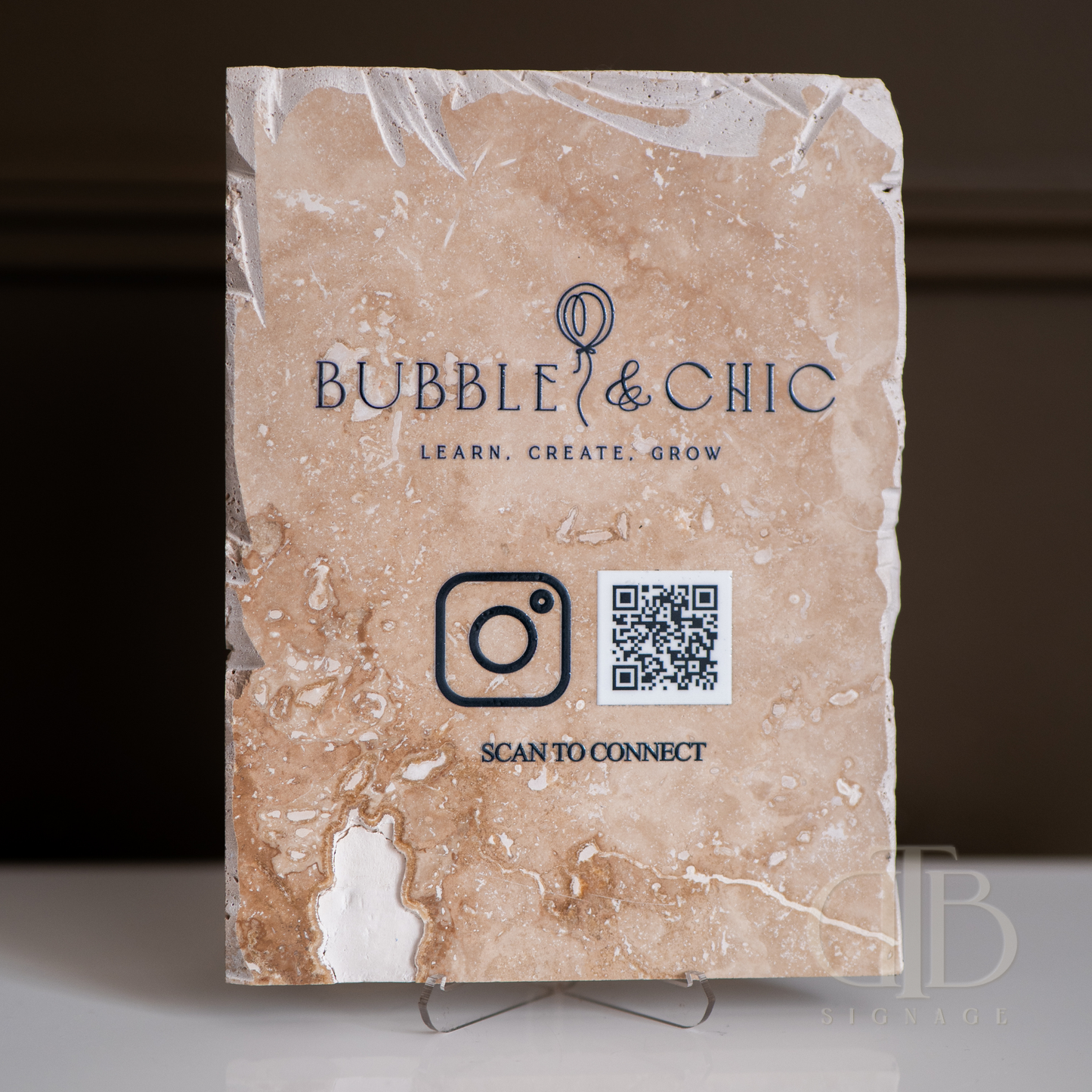 Natural Stone Social Media QR Signage