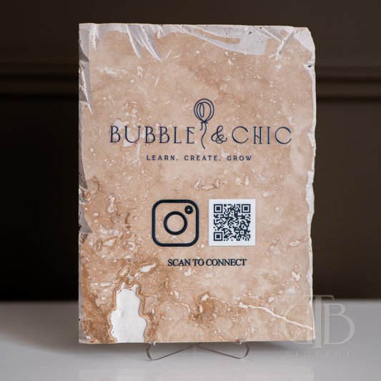 Natural Stone Social Media QR Signage