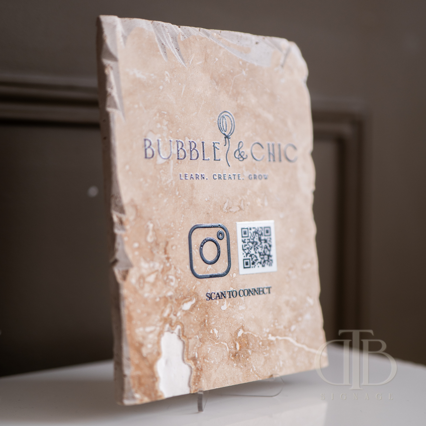 Natural Stone Social Media QR Signage