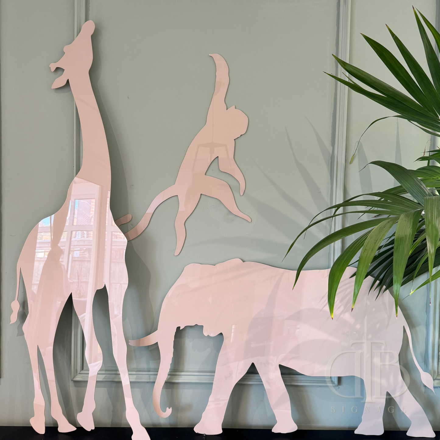 Acrylic Animal Props Set of 3 | Giraffe | Elephant | Monkey | Jungle Theme Birthday Signage | Customisable