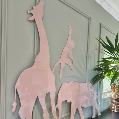 Acrylic Animal Props Set of 3 | Giraffe | Elephant | Monkey | Jungle Theme Birthday Signage | Customisable