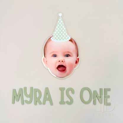 Birthday Signage with Baby Photo | Baby Photo Print on Acrylic | UV Print on Clear Acrylic